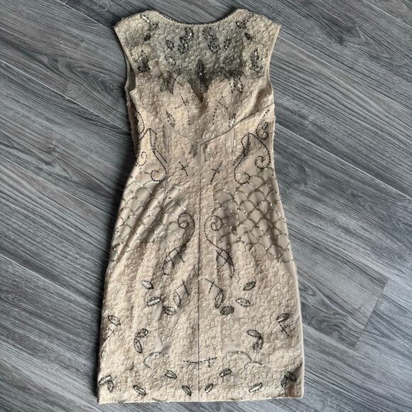 Sue Wong Embellished Cocktail Dress Size 2 Champagne Beaded - Picture 16 of 16